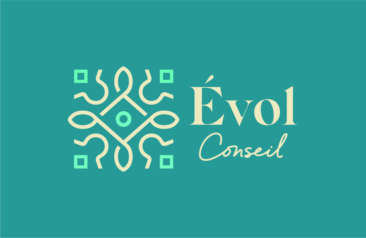 Évol conseil logo paysage fond bleu